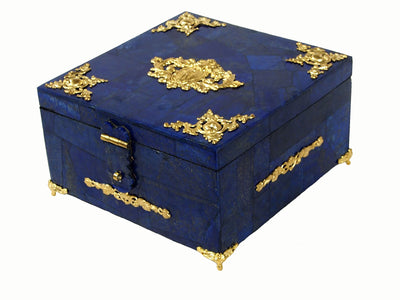 Extravagant Royal blau echt Lapis lazuli büchse Schmuck Dose schatulle mit messing Afghanistan No-18/31  Orientsbazar   