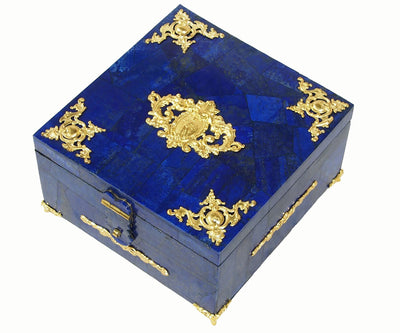 Extravagant Royal blau echt Lapis lazuli büchse Schmuck Dose schatulle mit messing Afghanistan No-18/31  Orientsbazar   