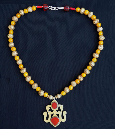 Vintage afghan turkmen Boho Hochzeit Halskette aus Nord-Afghanistan Dorfschmuck Bauernschmuck vergoldete Wachsperlen und Amber Karneol Nr.A  Orientsbazar   