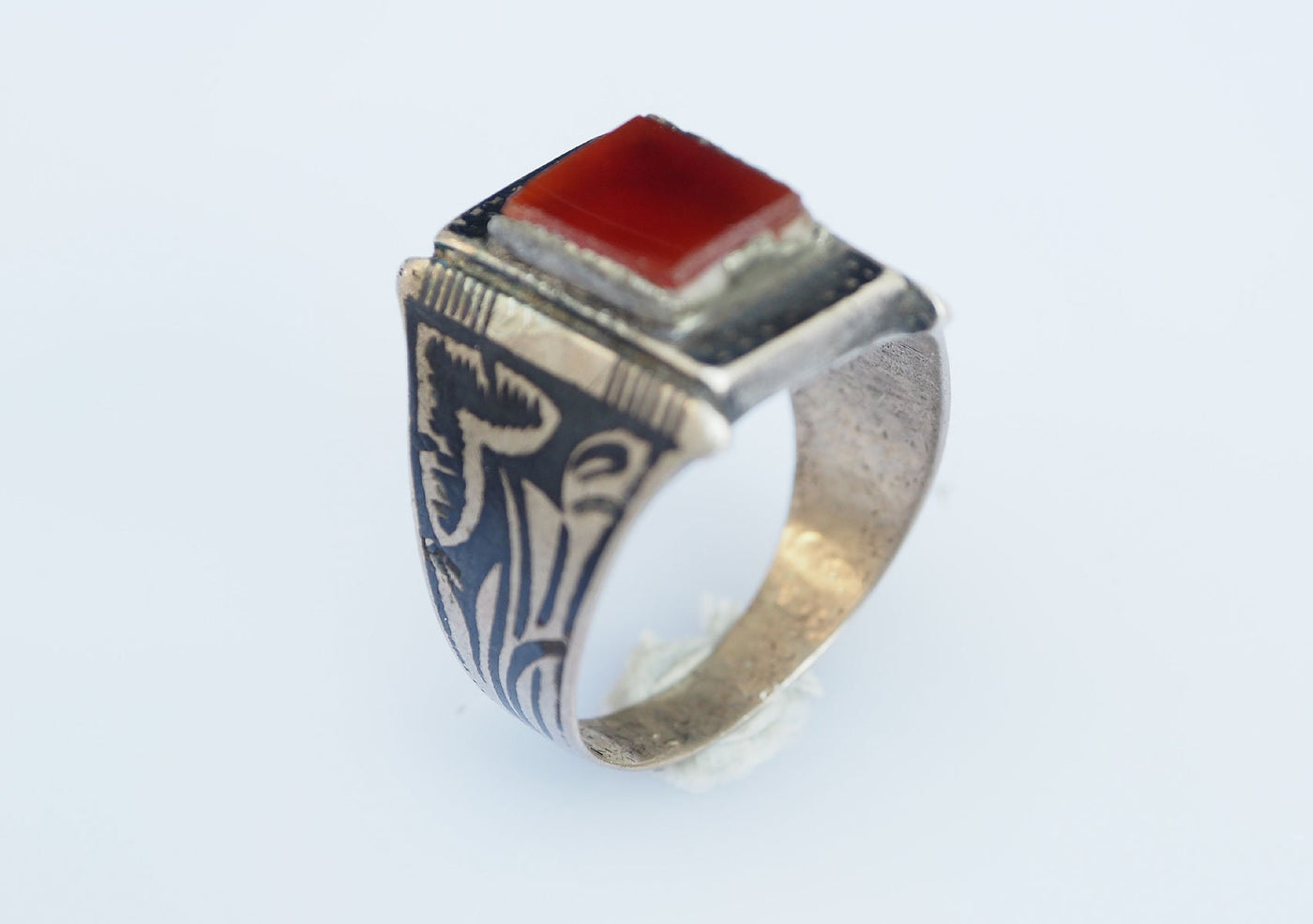 antik orient nielo silber Ring Karneol Afghan statement aqeeq ring aus Afghanistan Nr-19-235 Ring Orientsbazar   