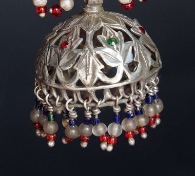 filigrane Silber  Ohrringe  mit Glas  mit Granulation Afghanische Vintage Schmuck Afghanistan  No:18/25  Orientsbazar   
