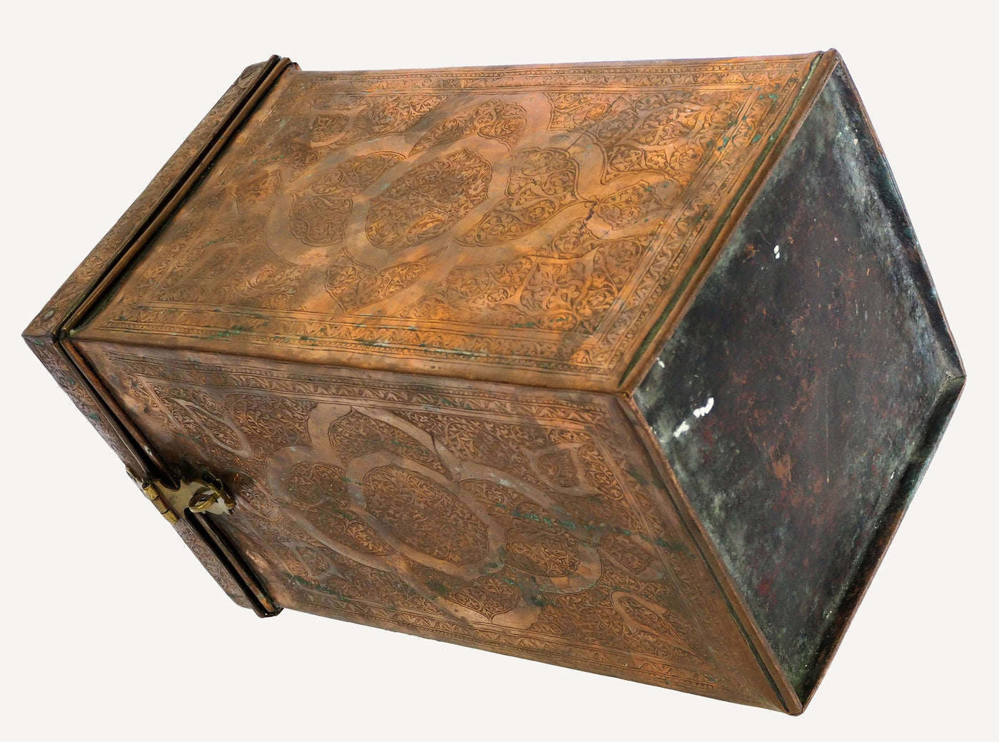 antik Massiv islamische Kupfer verzinnte Kiste Truhe gefäß büchse Schmuck Dose schatulle aus Afghanistan   19. Jh. Nr:IT  Orientsbazar   