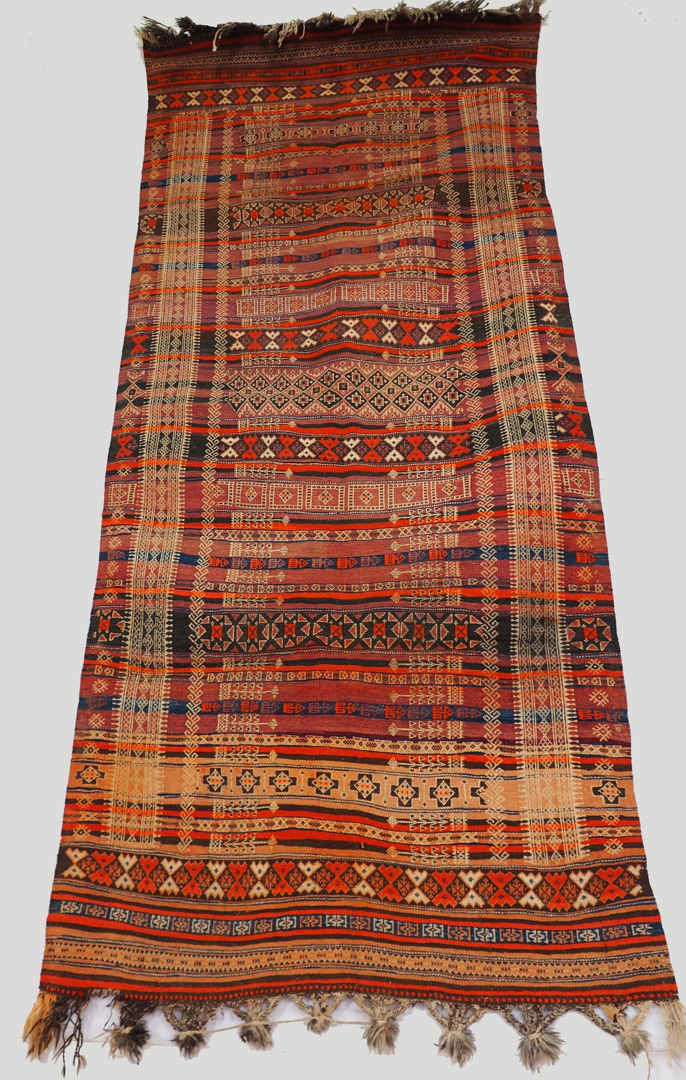 300x132 cm Antik orient handgewebte Teppich Nomaden Balucsumakh kelim afghan Beloch kilim Nr-19/PK-14  Orientsbazar   