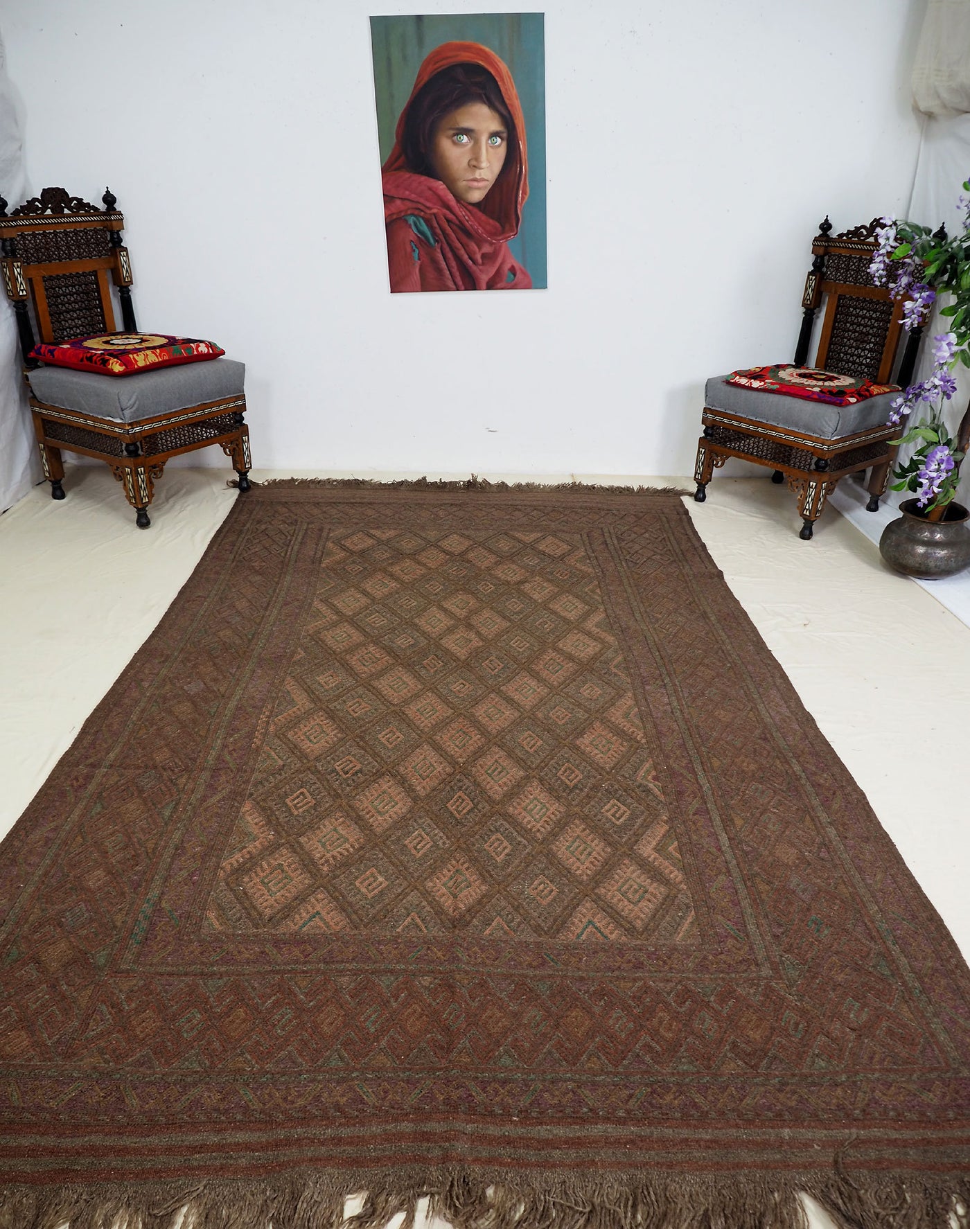 275x170 cm  orient handgewebte Teppich Nomaden belotsch sumakh kelim afghan Beloch kilim Provinzen Taimani Süd-Afghanistan Nr-TM-10  Orientsbazar   