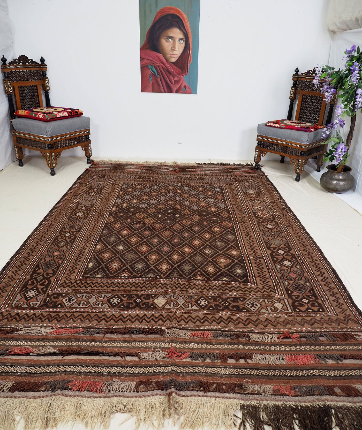 280x180 cm  orient handgewebte Teppich Nomaden belotsch sumakh kelim afghan Beloch kilim Provinzen Taimani Süd-Afghanistan Nr-TM-20  Orientsbazar   