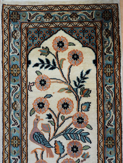 188x40 cm schöne handgeknüpften Kaschmir Echt tseide floor galerie Läufer Teppich tischläufer  Indien  Orientsbazar   