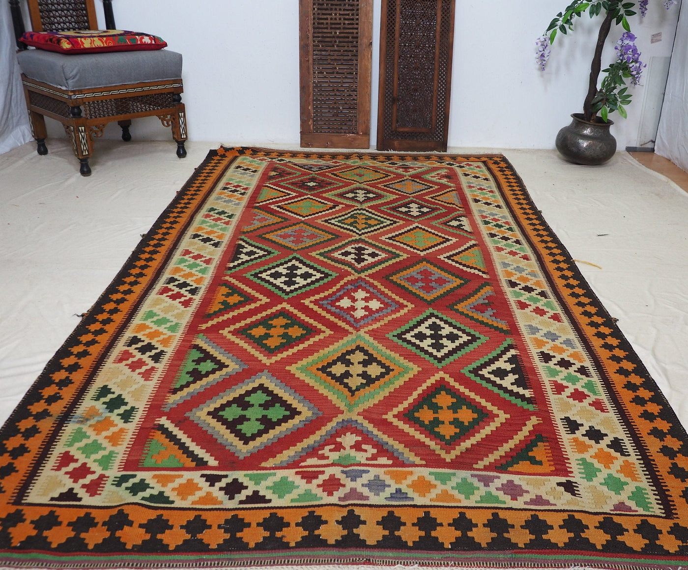 265x147 cm antike handgewebte orient kazak Teppich Nomaden kaukasische kelim  No:458 Teppiche Orientsbazar   
