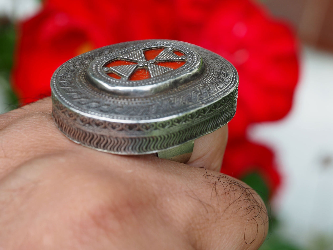 antik Turknemische Silber Ring turkmenistan Afghanistan Nr-510 armreifen Orientsbazar   
