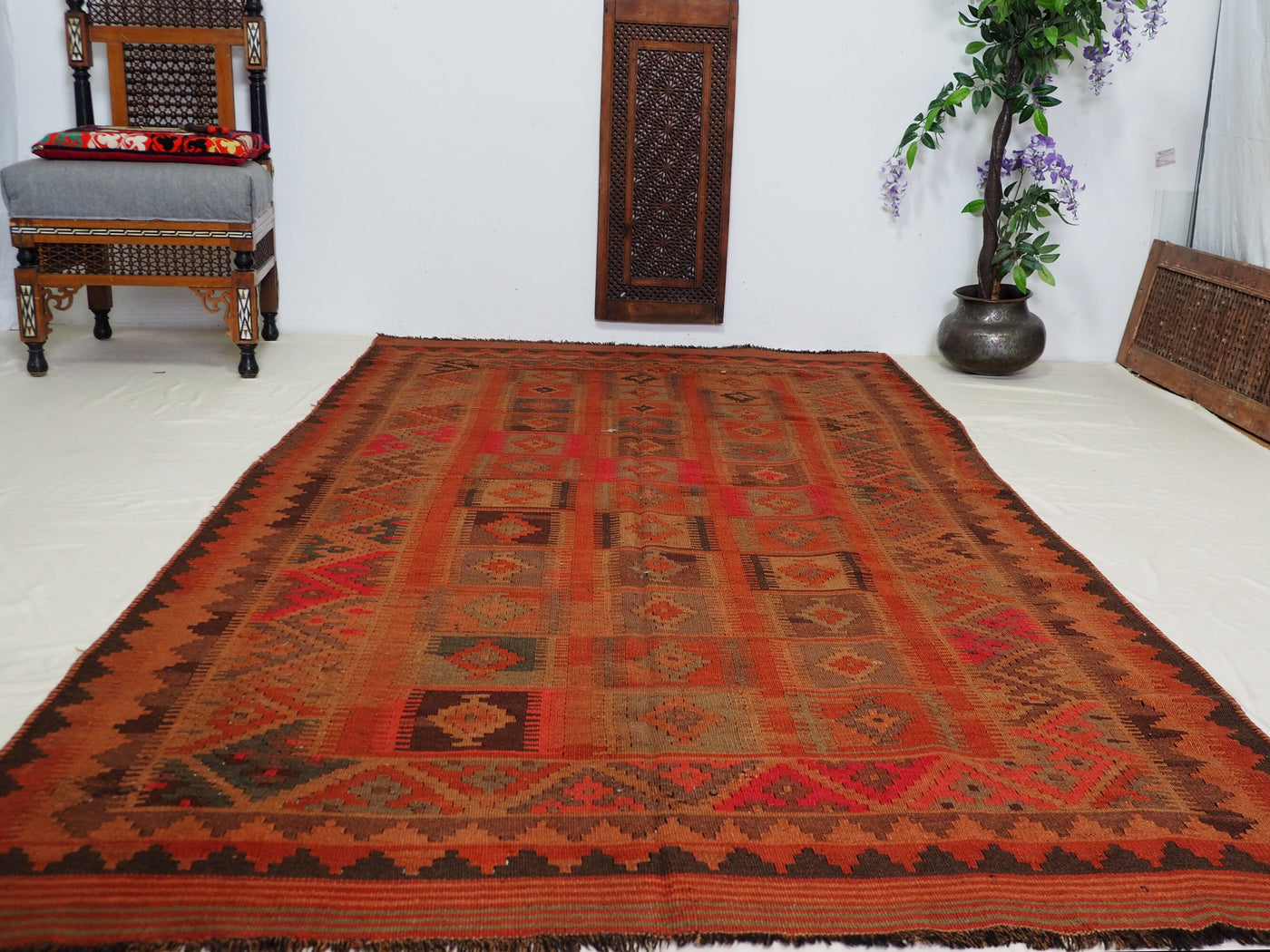 293x144 cm antike handgewebte orient kazak Teppich Nomaden kaukasische kelim  No:462 Teppiche Orientsbazar   
