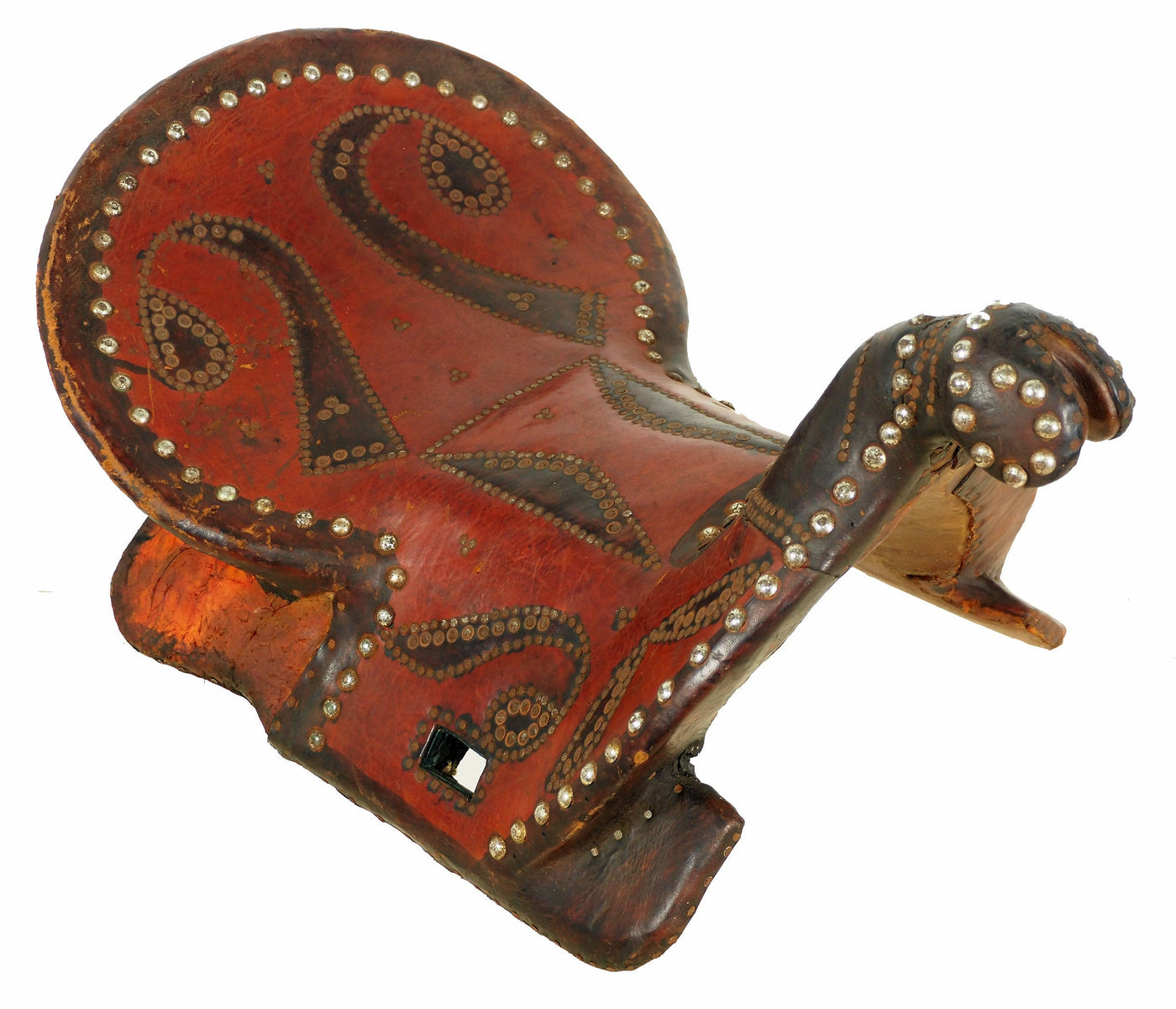 antik Holz und Leder Orient Turkmen Uzbek Pferdesattel buzkashi Reiterspiel Sattel aus Nord Afghanistan Nr. HH/2  Orientsbazar   