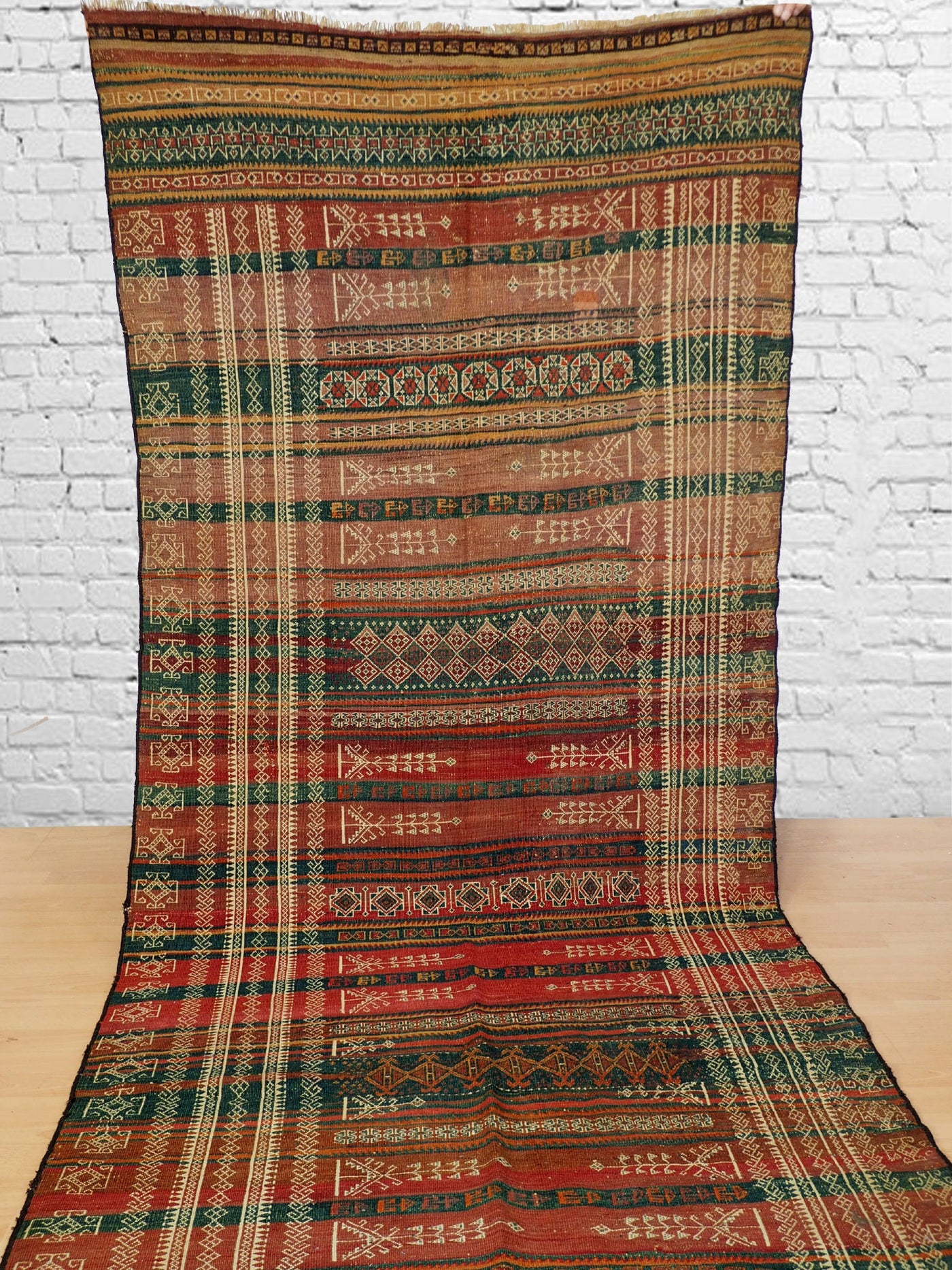 430x130 cm Antik orient handgewebte Teppich Nomaden Balucsumakh kelim afghan Beloch kilim Nr-19/PK-2  Orientsbazar   