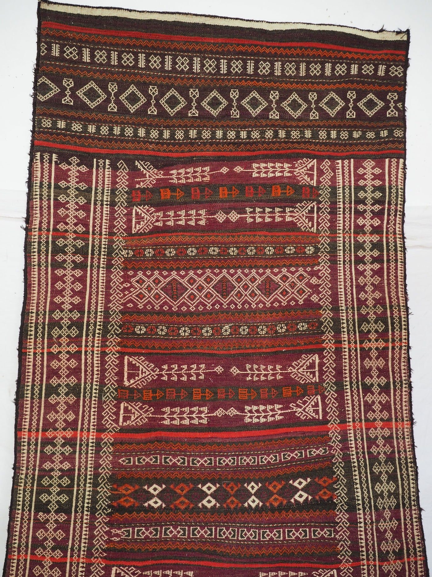 340x100 cm Antik orient handgewebte Teppich Nomaden Balouch sumakh kelim afghan Beloch kilim Nr-19/PK-12  Orientsbazar   