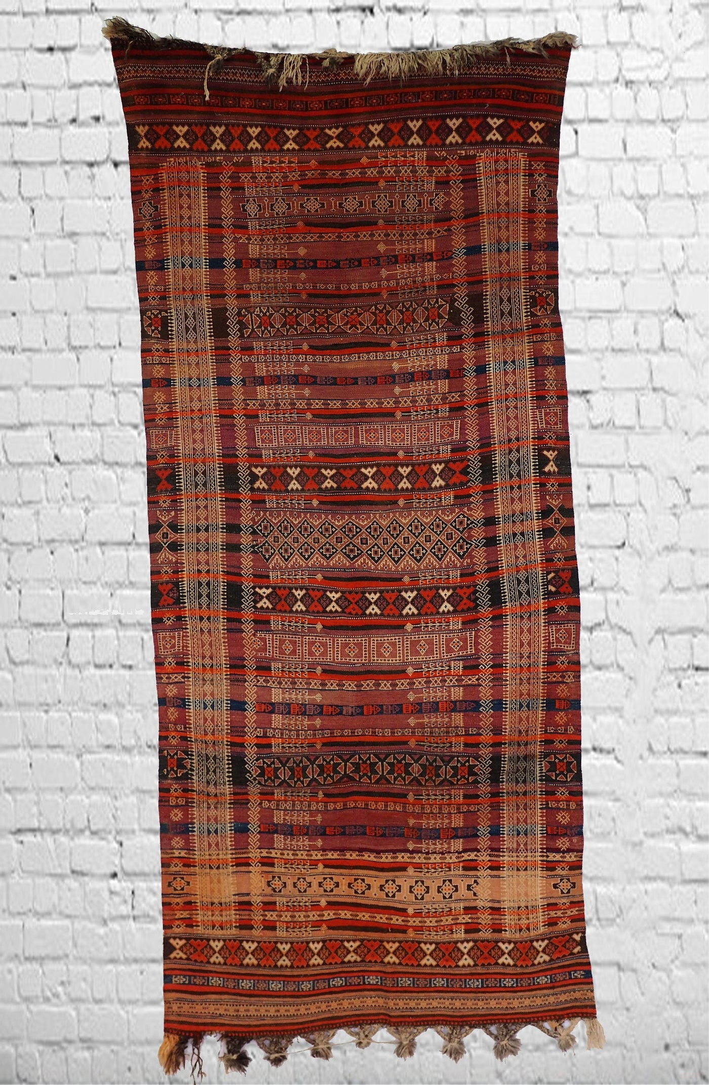 300x132 cm Antik orient handgewebte Teppich Nomaden Balucsumakh kelim afghan Beloch kilim Nr-19/PK-14  Orientsbazar   