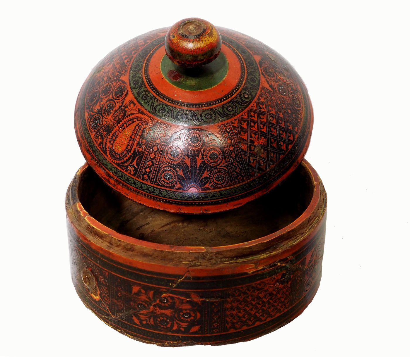 Antik orient Lacquerware Holz Gewürzdose Dose Teedose Gefäß Afghanistan Pakistan No:19/5  Orientsbazar   