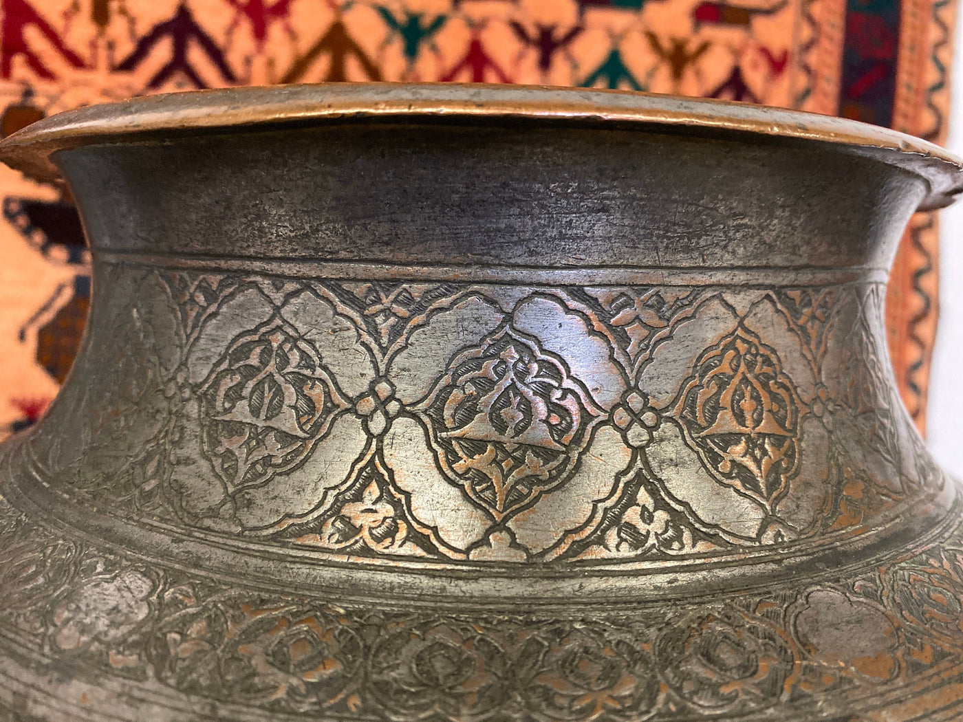 antik Massiv islamische Kupfer verzinnte Kupfer  schale  Schüssel gefäß Kochtopf aus Afghanistan  18 / 19. Jh. Nr:19/B دیگ  Orientsbazar   