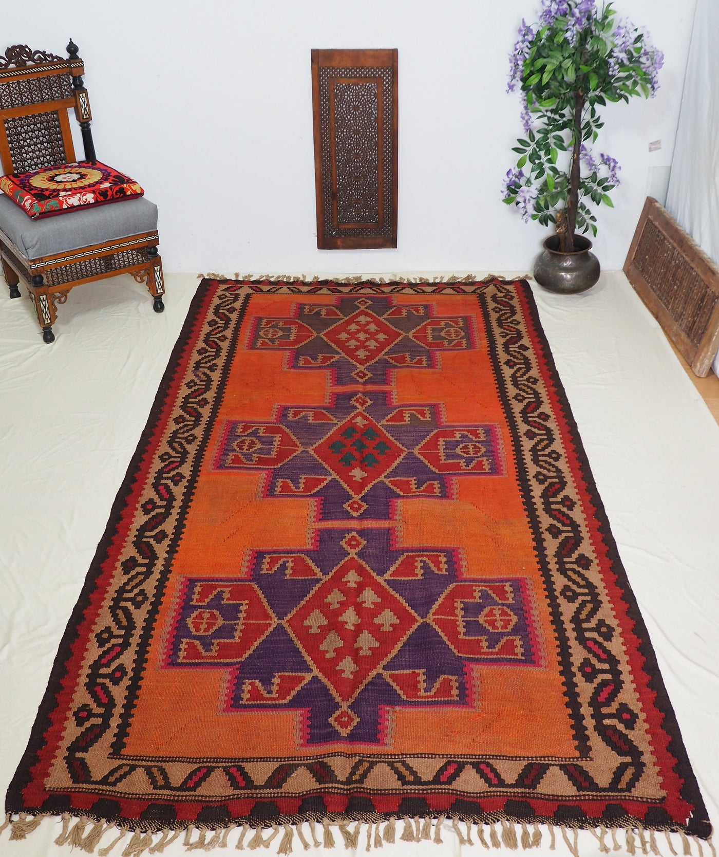 275x153 cm antike handgewebte orient kazak Teppich Nomaden kaukasische kelim  No:339 Teppiche Orientsbazar   