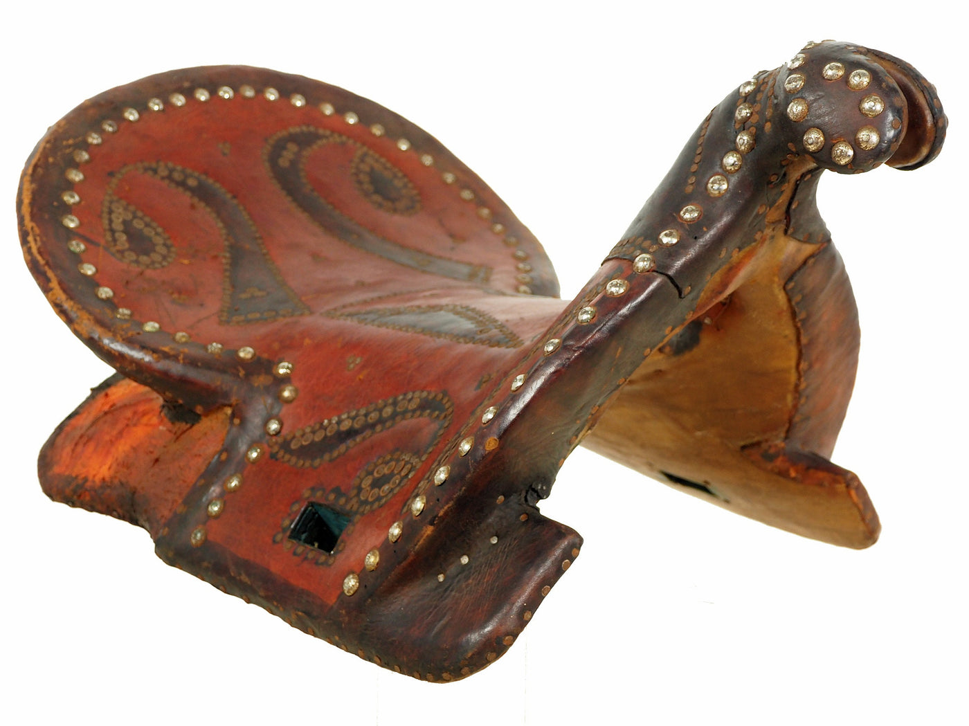 antik Holz und Leder Orient Turkmen Uzbek Pferdesattel buzkashi Reiterspiel Sattel aus Nord Afghanistan Nr. HH/2  Orientsbazar   