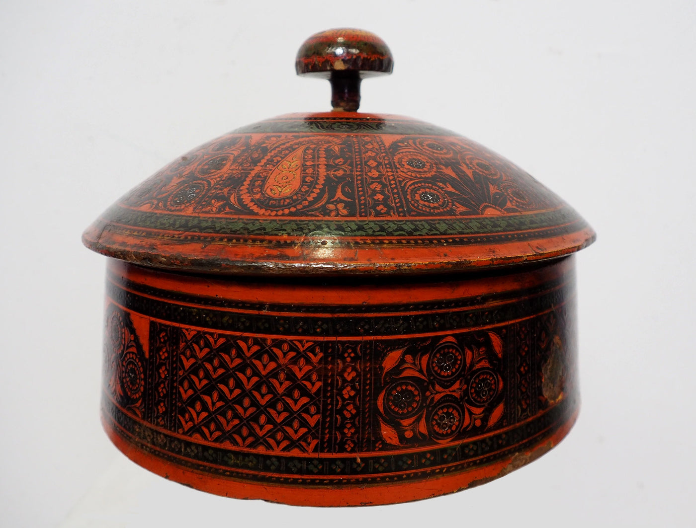 Antik orient Lacquerware Holz Gewürzdose Dose Teedose Gefäß Afghanistan Pakistan No:19/5  Orientsbazar   