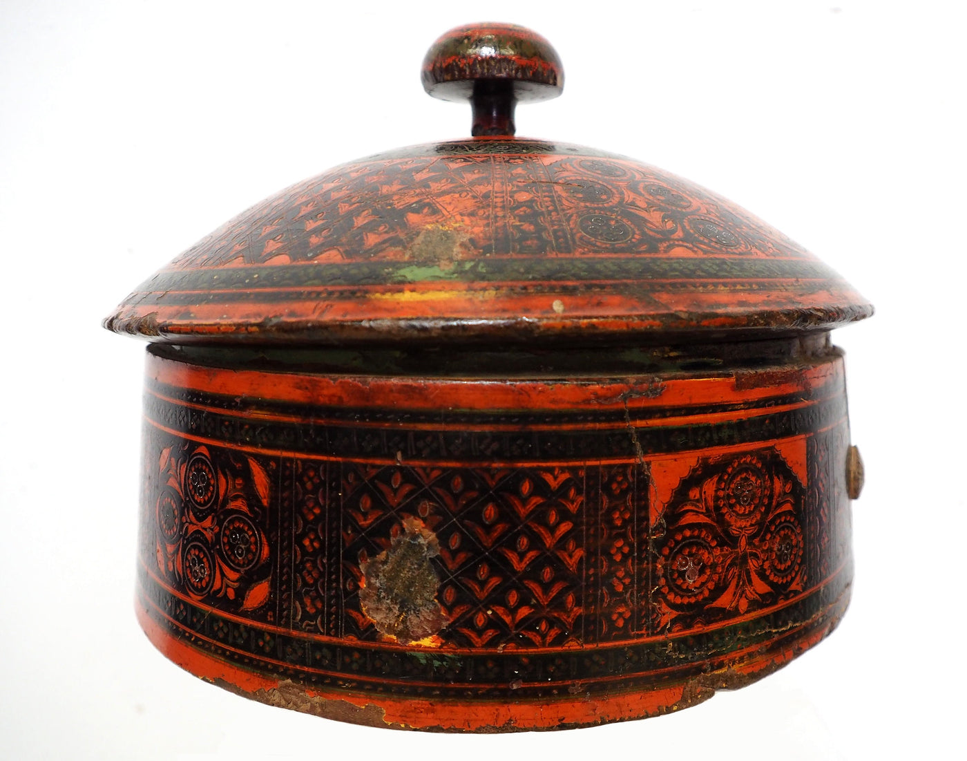 Antik orient Lacquerware Holz Gewürzdose Dose Teedose Gefäß Afghanistan Pakistan No:19/5  Orientsbazar   