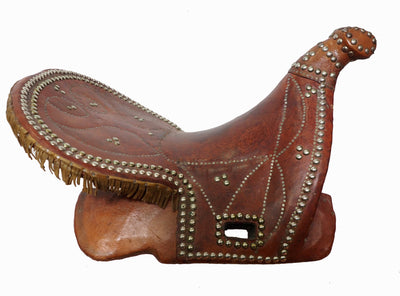 antik Holz und Leder Orient Turkmen Uzbek Pferdesattel buzkashi Reiterspiel Sattel aus Nord Afghanistan Nr. ULM/1  Orientsbazar   