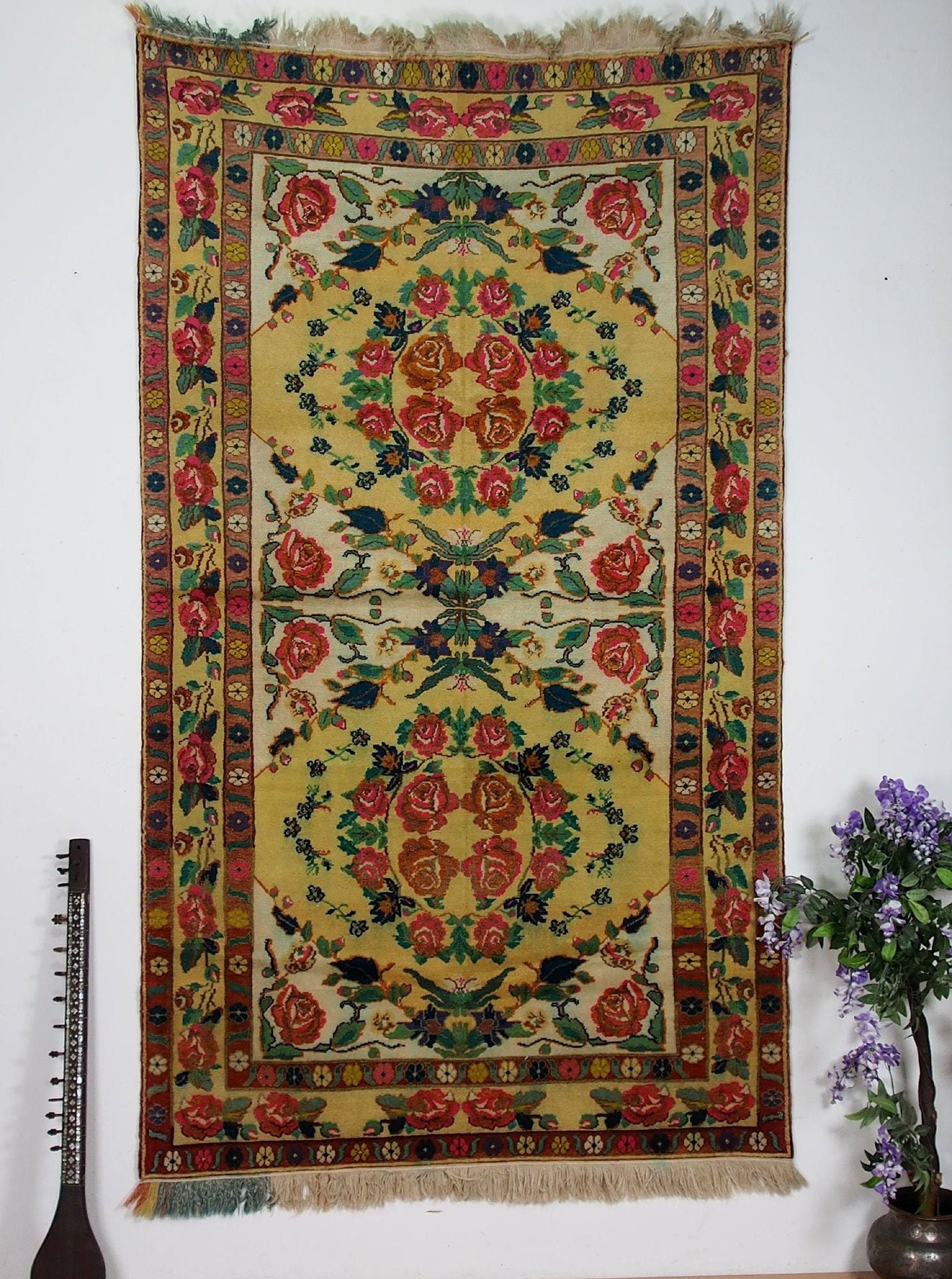 290x170 cm sehr seltener antike handgeknüpfte  orientteppich nomad rug Carpet  Rosen Teppich Nr:19/1  Orientsbazar   