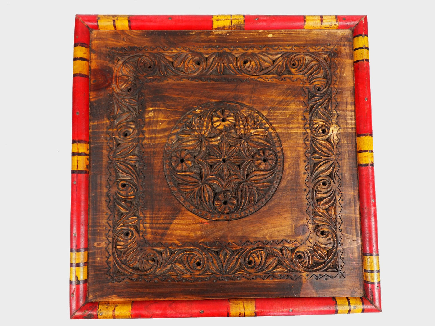 50x50 cm Massivholz handgeschnitzte Teetisch kolonialstil Wohnzimmertisch Tisch  tisch aus Afghanistan Nuristan Punjab Hocker Orientsbazar   