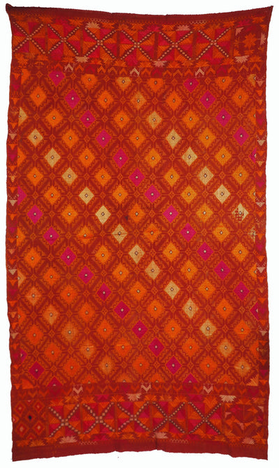 225 cmx 125 cm sehr seltener antike 19. Jahrhundert seiden Pulkari Stickerei Schal Die traditionelle Stickerei von Punjab, Indien 20/B Textilien Orientsbazar   