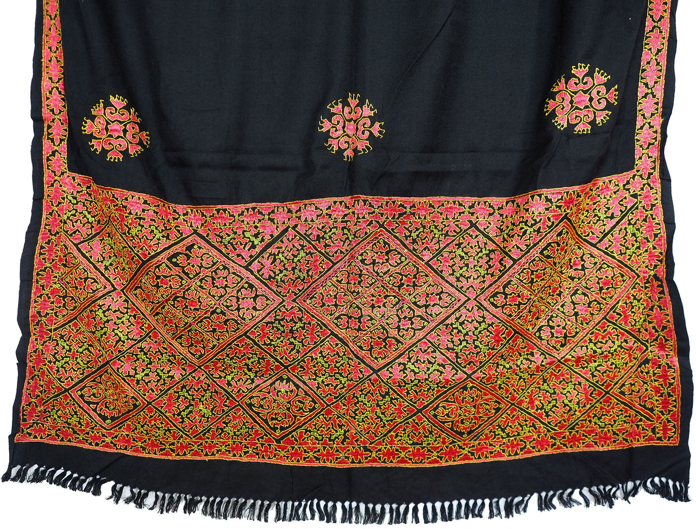 225x105 cm sehr seltener dekorative Seide bestickt Pulkari Schal Tuch Swat-Tal Pakistan  Afghanistan 20/B Textilien Orientsbazar   