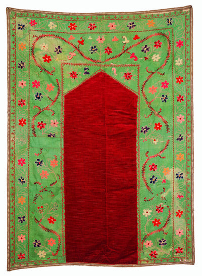 135x100 cm sehr seltener antike 19. Jahrhundert seiden  handbestickte uzbekische seiden suzani Gebetsteppich Afghanistan uzbekistan Textilien Orientsbazar   