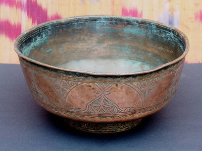 antik Massiv islamische Kupfer verzinnte Kupfer  schale Schüssel gefäß aus Afghanistan Jam Nr:3  Orientsbazar   