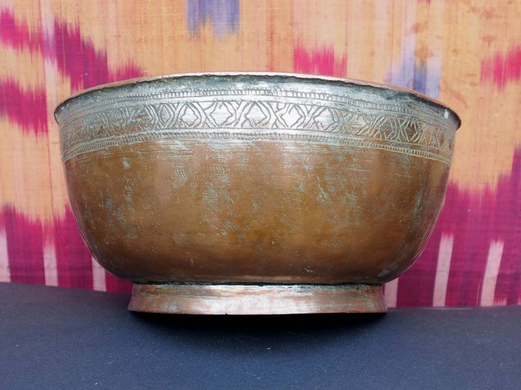 antik Massiv islamische Kupfer verzinnte Kupfer  schale Schüssel gefäß aus Afghanistan Jam Nr:4  Orientsbazar   