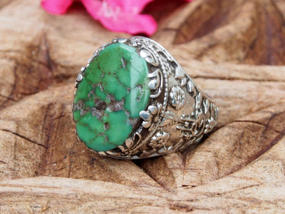 antik silber islamische Afghan ovale Grüner Türkis ring aus Afghanistan Nr:WL-472 Ring Orientsbazar   