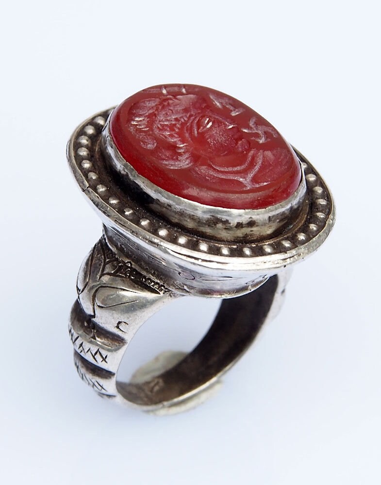 einzigartige orient Turkmen massiv silber Karneol Siegelring Afghan seal ring No:10 Ring Orientsbazar   