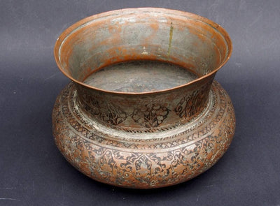 antik Massiv islamische Kupfer verzinnte Kupfer  schale Schüssel gefäß aus Afghanistan  18 / 19. Jh. Tas Nr:67  Orientsbazar   