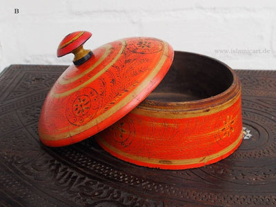 Antik orient Lacquerware Holz Gewürzdose Dose Teedose Gefäß Afghanistan Pakistan No:B  Orientsbazar   
