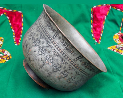 antik Massiv islamische Kupfer verzinnte Kupfer schale  Schüssel gefäß  aus Afghanistan  18 / 19. Jh. Jam Nr:Jam/39  Orientsbazar   