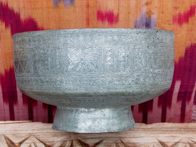 antik Massiv islamische Kupfer verzinnte Kupfer  schale Schüssel gefäß aus Afghanistan 19. Jh. Jam Nr:7  Orientsbazar   