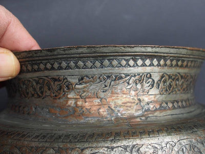 antik Massiv islamische Kupfer verzinnte Kupfer  schale Schüssel gefäß aus Afghanistan  18 / 19. Jh. Tas Nr:34  Orientsbazar   