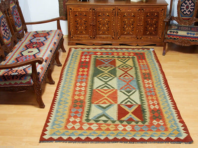 247x150 cm handgewebte nomaden orientt Kelim aus Afghanistan  Nr:56 Teppiche Orientsbazar   