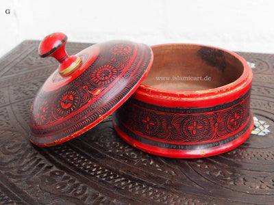 Antik orient Lacquerware Holz Gewürzdose Dose Teedose Gefäß Afghanistan Pakistan No:G  Orientsbazar   