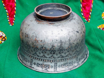 antik Massiv islamische Kupfer verzinnte Kupfer schale  Schüssel gefäß  aus Afghanistan  18 / 19. Jh. Jam Nr:Jam/39  Orientsbazar   