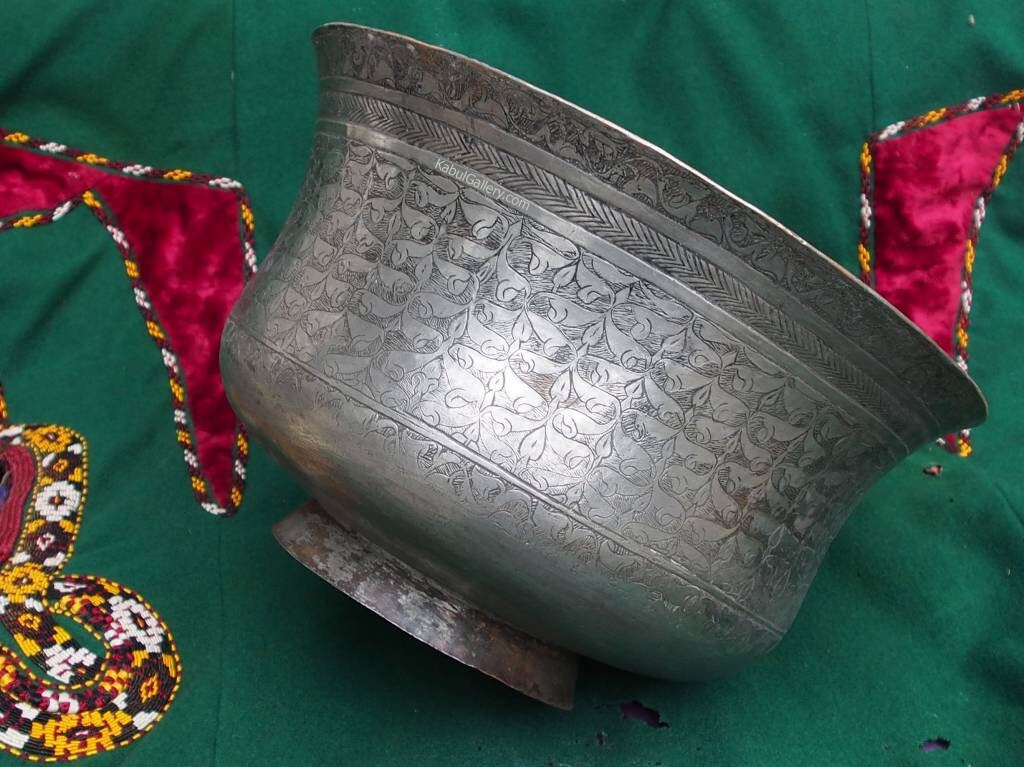 antik Massiv islamische Kupfer verzinnte Kupfer schale  Schüssel gefäß  aus Afghanistan  18 / 19. Jh. Jam Nr:Jam/38  Orientsbazar   