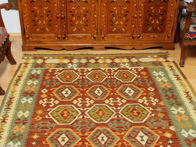195x164 cm handgewebte nomaden orientt Kelim aus Afghanistan  Nr:64 Teppiche Orientsbazar   