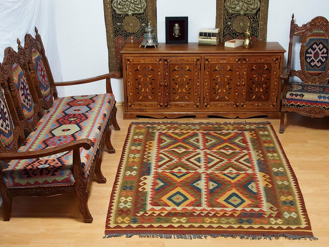 200x150 cm handgewebte nomaden orientt Kelim aus Afghanistan  Nr:57 Teppiche Orientsbazar   