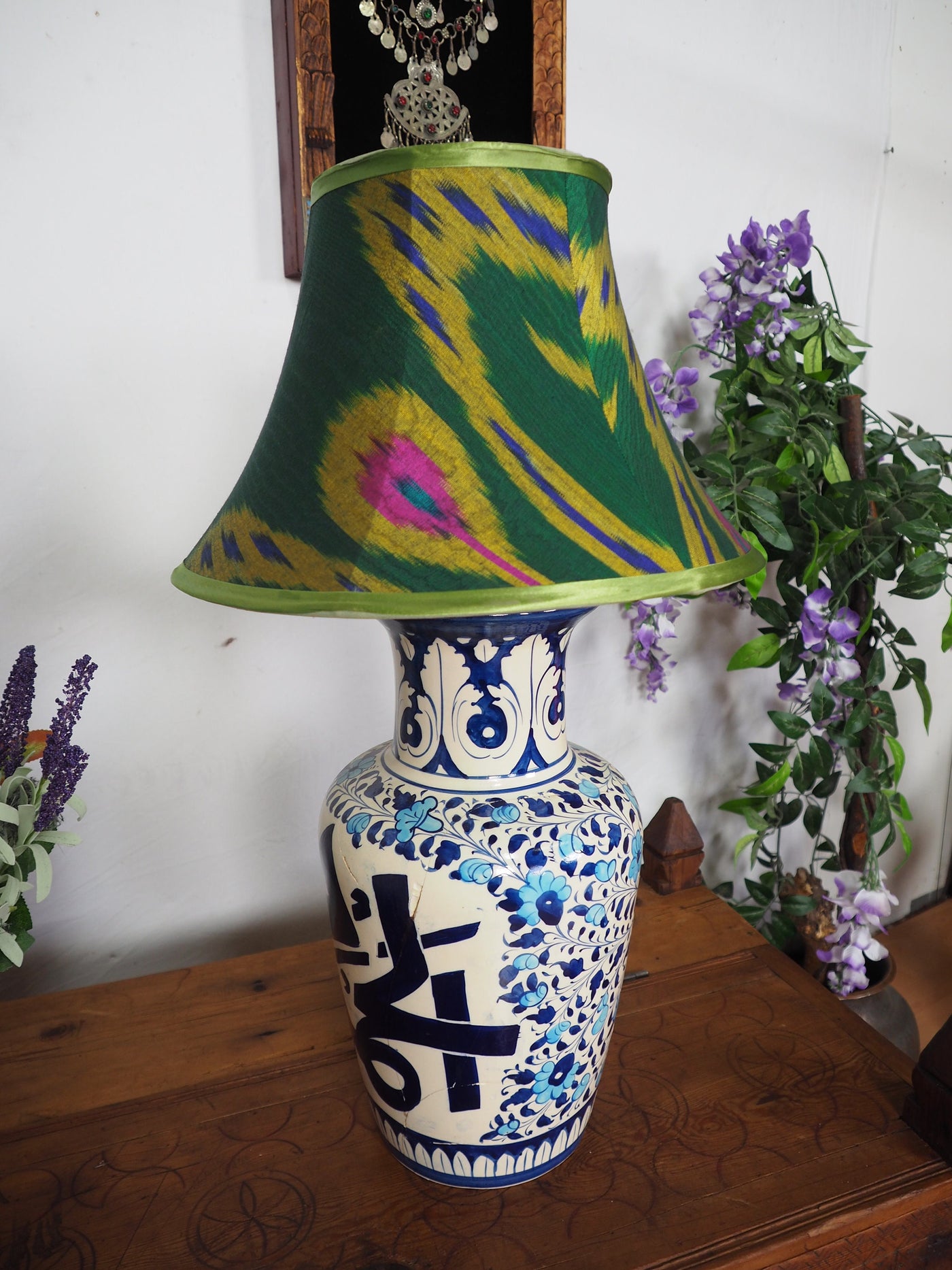 extravagant orient Uzbek Ikat stoff Schirm Lampenschirm Leuchtenschirm lampshade  Nr:B  Orientsbazar   