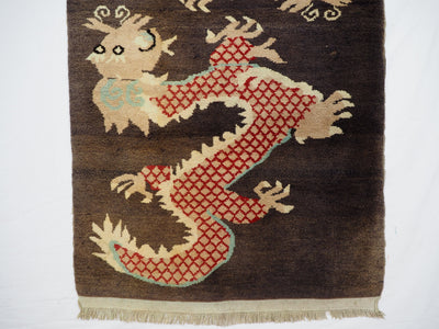 170x89 cm antik Tibetischer Khaden Yoga Meditation Dorfteppich buddhistische Klöster Drachen Teppich Schlafteppich Nr.3  Orientsbazar   