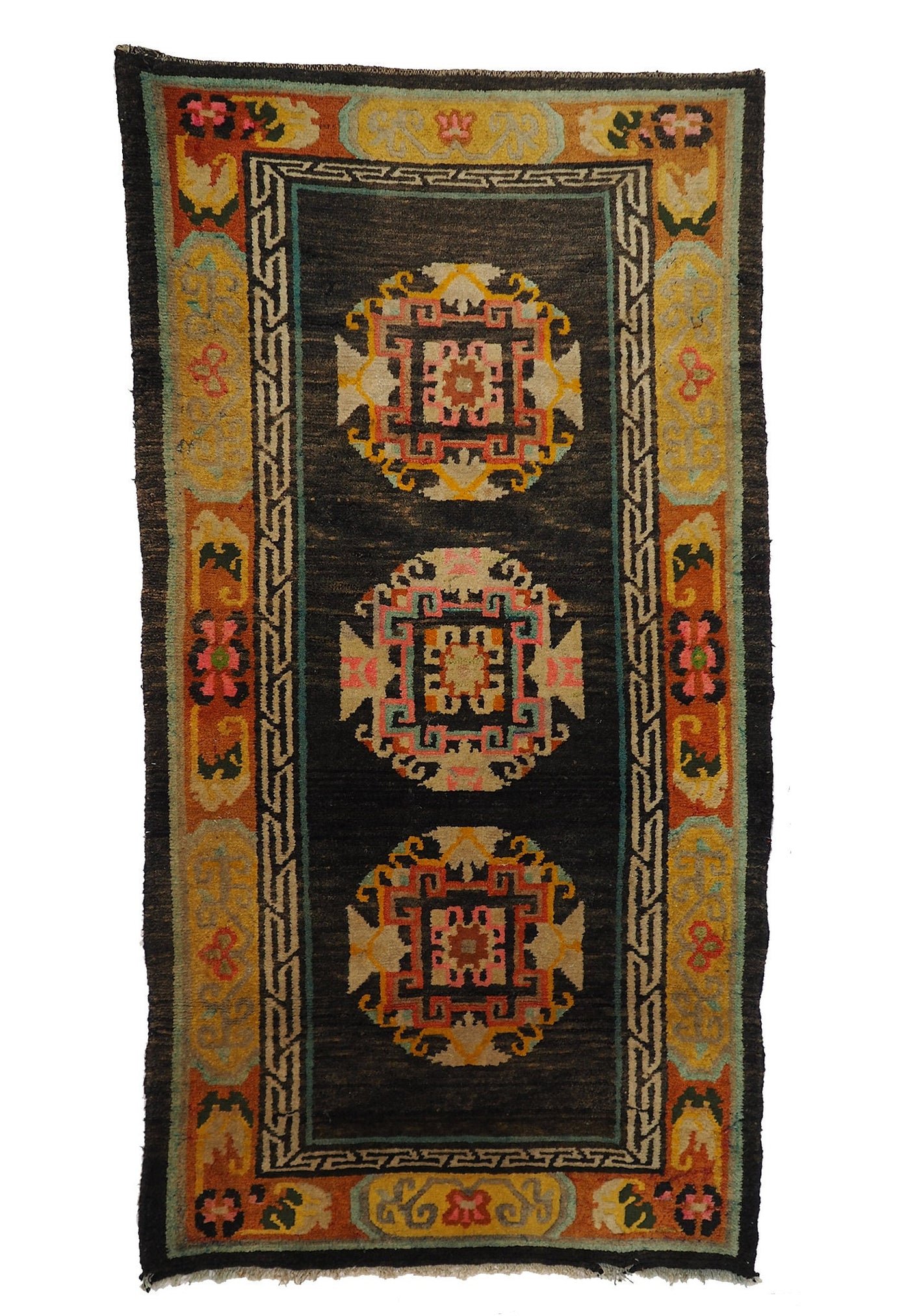 182x95 cm antik Tibetischer Khaden Yoga Meditation Dorfteppich buddhistische Klöster Teppich Schlafteppich Nr.7  Orientsbazar   
