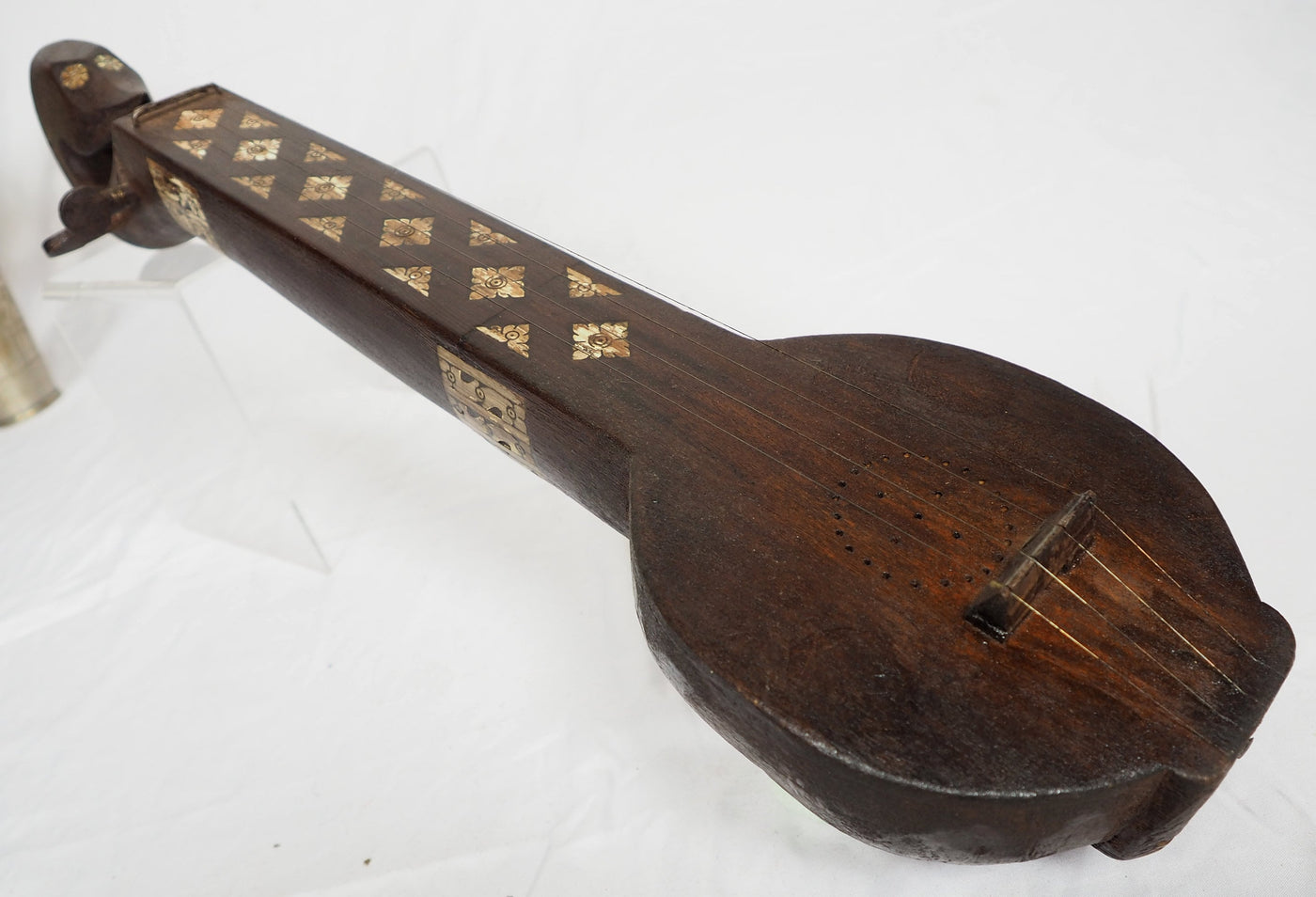 klein exotische traditionelle Volksmusikinstrument Afghanistan Tambur Tanbur tanboor Afghan Langhalslaute Knochen einlegearbeit تنبور  21/C  Orientsbazar   