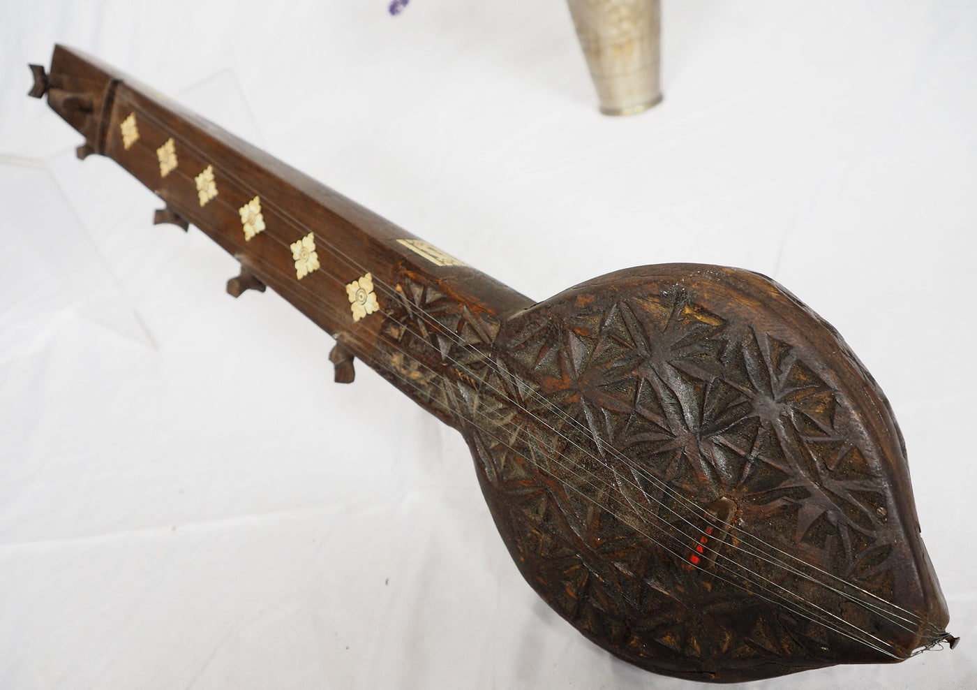 klein exotische traditionelle Volksmusikinstrument Afghanistan Tambur Tanbur tanboor Afghan Langhalslaute Knochen einlegearbeit 21/E تنبور  Orientsbazar   