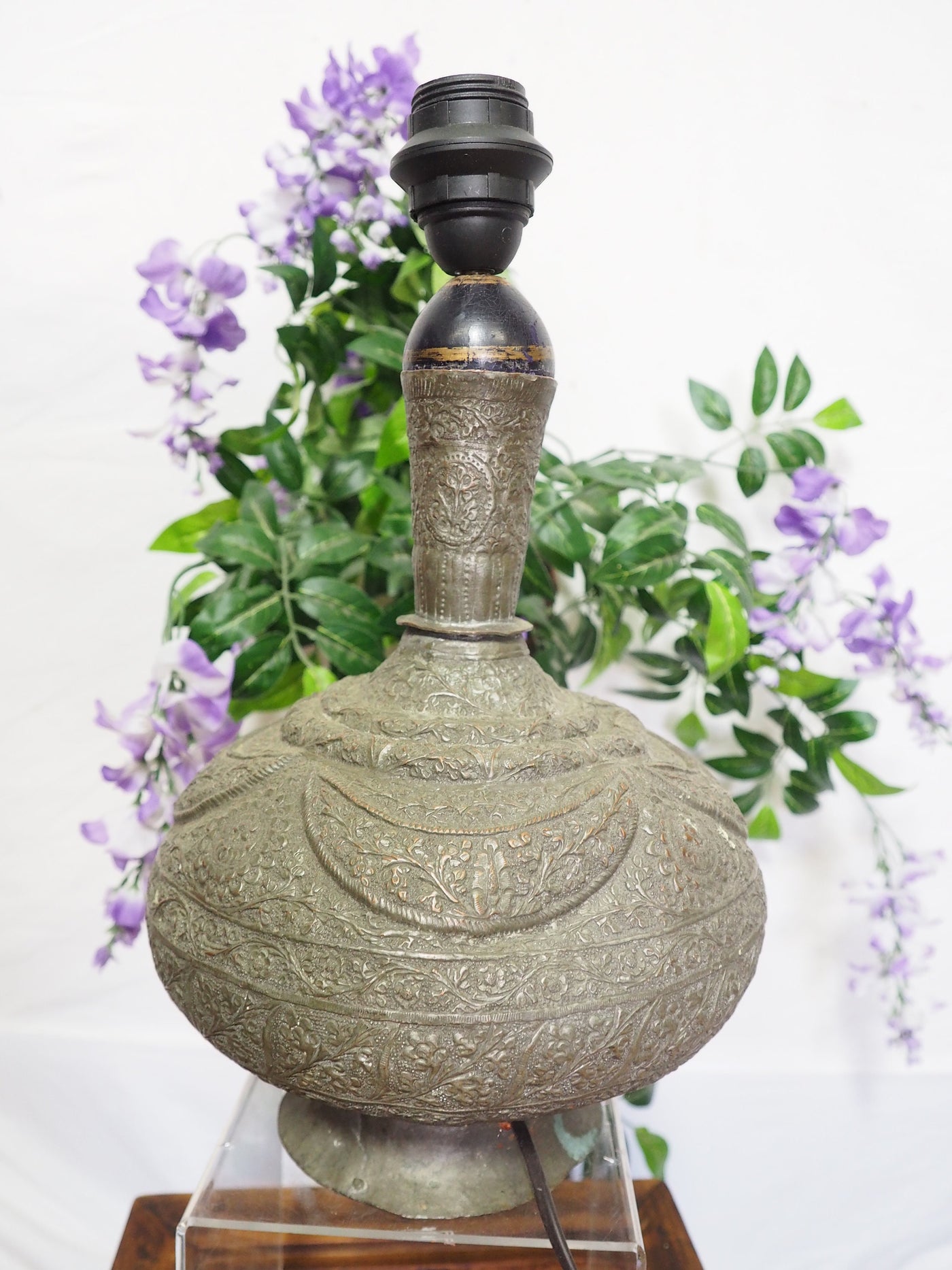 antik ungewöhnlich islamische handgraviert massiv Kupfer Vase als Tischlampe  aus Afghanistan ( ohne lampenschirm und Deko artikel Nr:1  Orientsbazar   